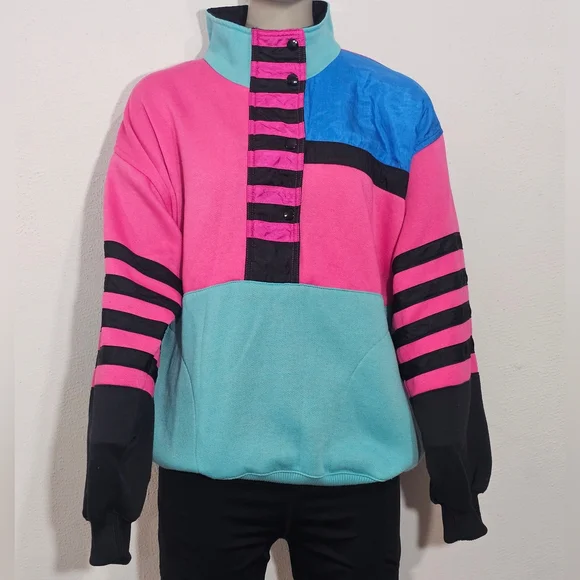 Bocoo Vintage 90s Women's Half Zip Windbreaker Sweater/Jacket Sz M Pullover - Picture 2 of 9